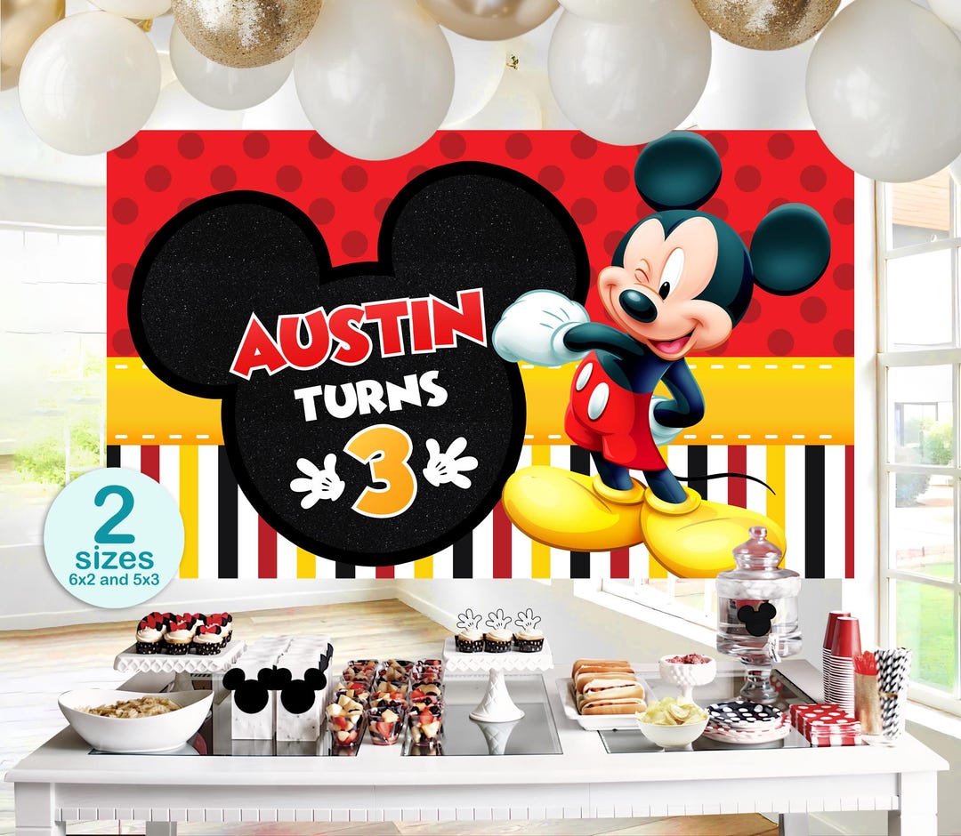 Mickey Mouse Banner, 6x2 and 3x5 Feet, Digital File Only, 0002 - Etsy
