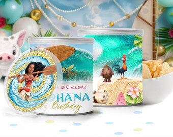 Etichetta per tubo di lattina di patatine Moana, etichetta per tubo di lattina di patatine Moana SOLO FILE DIGITALE 0046