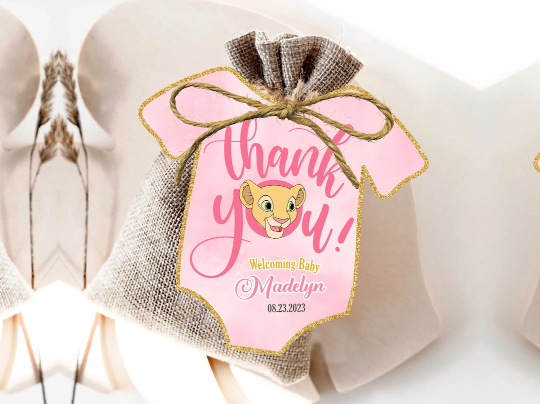 Lion King Nala Baby Shower Thank You Tags, Lion King Nala Giveaway