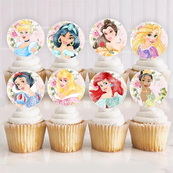 Princess Cupcake Topper, Princess Printable Cupcake Topper, Princess giveaways label, INSTANT DOWNLOAD 0024