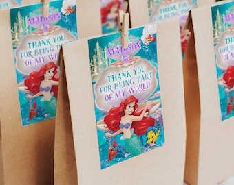 Little Mermaid Ariel thank you tags, Little Mermaid Ariel Giveaway Labels, Little Mermaid Ariel, DIGITAL FILE ONLY 0027