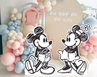 Printable Mickey & Minnie Cutout, Disneyland Birthday Party Stand Up Prop, Mickey Baby Shower, Minnie Party Decoration, 0015 0037 0044 0048