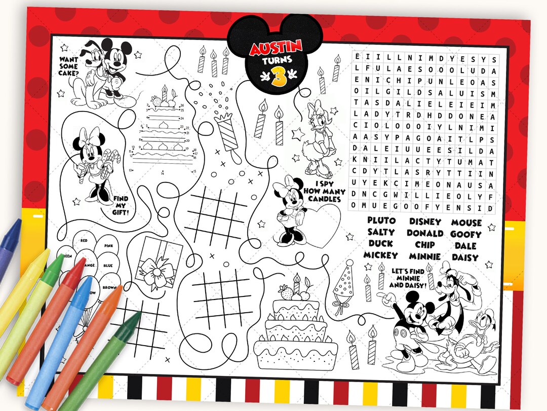Mickey Mouse Activity Placemat Mickey Mouse Placemat Mickey Etsy