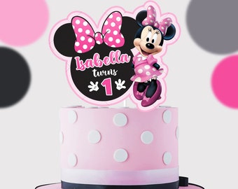 Minnie Mouse Pink cake topper, Minnie Mouse Pink Birthday Cake Topper Minnie Mouse Pink toppers, Minnie Mouse Pink, DIGITAL FILE ONLY 0038