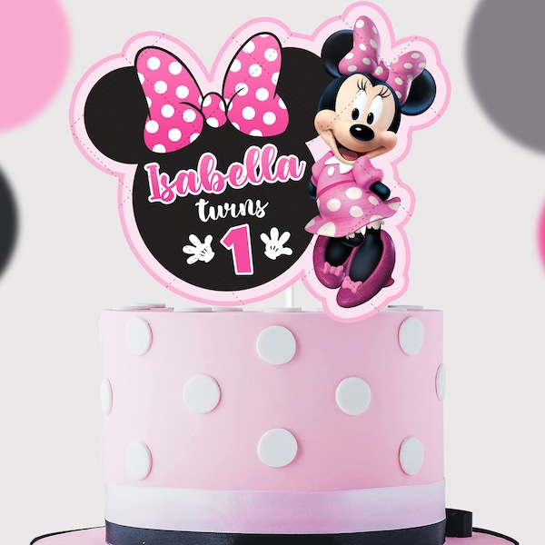 Gâteau d'anniversaire rose Minnie Mouse, gâteau d'anniversaire rose Minnie Mouse Décorations de gâteau Minnie Mouse rose, Minnie Mouse rose, fichier numérique uniquement 0038