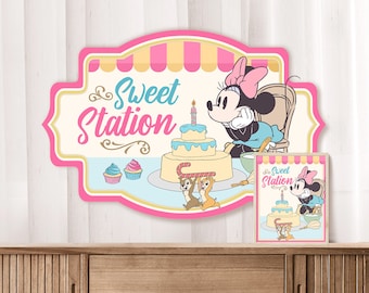Minnie Mouse Birthday Sweet Station Sign, Theme Park Party (Digital Download) 0015