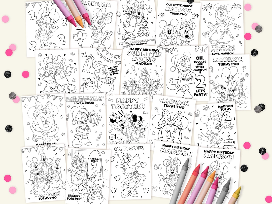 Riesiger Minnie Mouse Malblock Mit Namen, Schablonen, Stickern & Buntpapier – Perfekter Malspaß Für Kinder