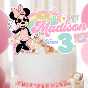Mouse groovy cake topper, Mouse Groovy Birthday Cake Topper, Mouse Groovy toppers, Mouse Pink, DIGITAL FILE ONLY 0042