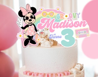 Mouse groovy cake topper, Mouse Groovy Birthday Cake Topper, Mouse Groovy toppers, Mouse Pink, DIGITAL FILE ONLY 0042