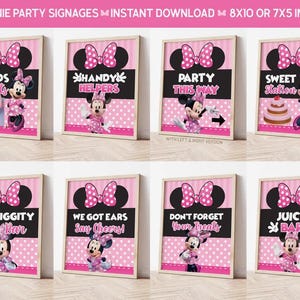 Minnie Mouse Pink Party Signs, Minnie Mouse Pink Signage, Minnie Mouse Pink Party Signage, INSTANT DOWNLOAD 0038