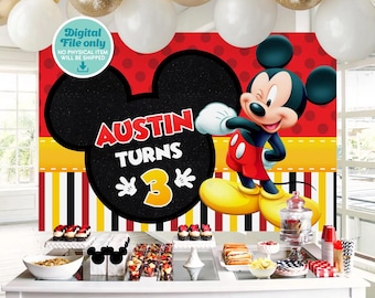 Fondo de Mickey Mouse, pancarta de Mickey Mouse, fondo imprimible de Mickey Mouse, solo archivo digital 0002