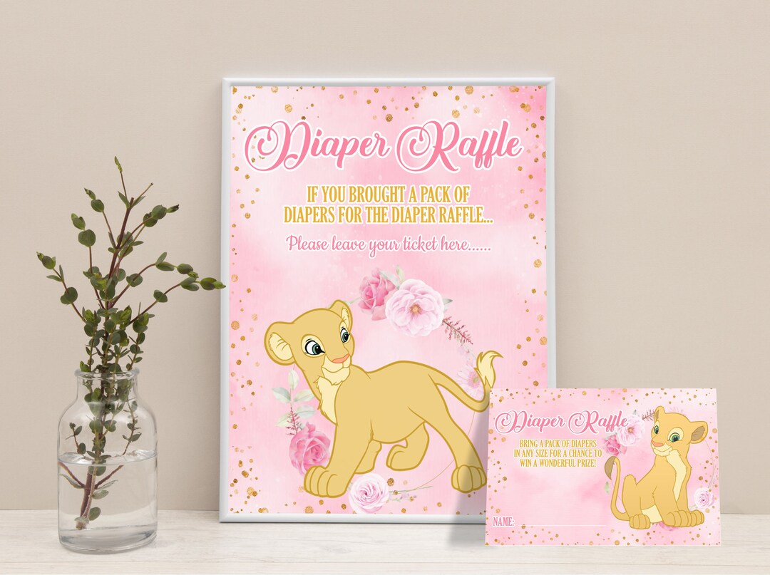 Lion King Nala Diaper Raffle Sign, Lion King Nala Diaper Raffle Board ...