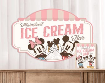 Disneyland Party Signage, Mainstreet, Minnie Birthday Ice Cream Sign, Digital Download, 0015