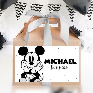 Mickey Mouse Gable-dooslabel, Mickey Gable-dooslabel zwart-wit, monochroom Mickey Mouse Gable-dooslabel afdrukbaar 0036