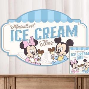 Babyland Party Signage, Mainstreet, Mickey Birthday Ice Cream Sign, Digital Download, 0048