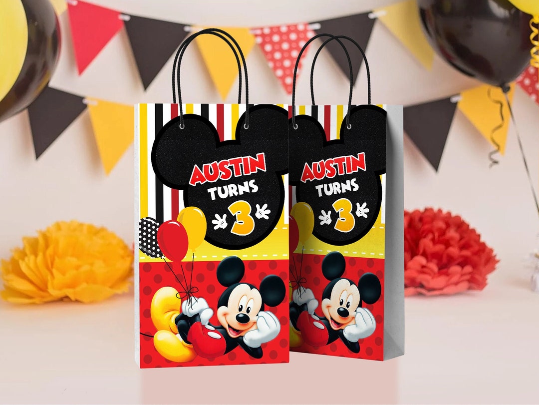 Mickey Mouse Treat Bag Label, Mickey Mouse Paper Bag Label, Mickey Mouse Giveaway Label, DIGITAL ...