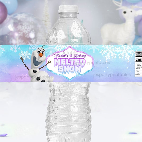 Frozen Bottle Wrapper, Frozen Bottle Label, Frozen Bottle Wrapper Printable, DIGITAL FILE ONLY 0013