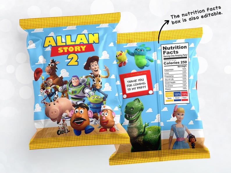 Toy Story Chip Tasche, Toy Story Chip Beutel Etikett, Toy Story Chip, NUR DIGITALE DATEI 0016 Bild 2