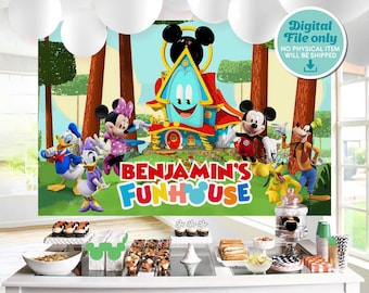 Mickey Funhouse Birthday Backdrop, Personalized Banner, Digital File, 0029