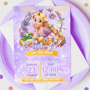 Tangled Rapunzel Invitation, Tangled Rapunzel Digital Invitation, Tangled Rapunzel Printable Invitation, Tangled, DIGITAL FILE ONLY 0034