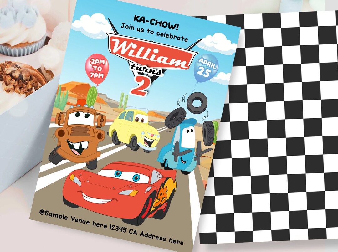 Cars Invitation, Cars Digital Invitation, Cars Printable Invitation ...