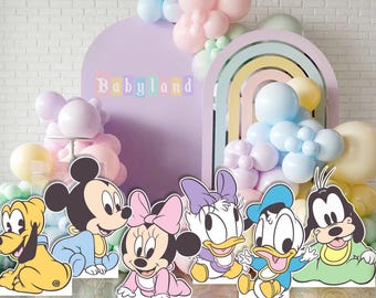 Figura de Mickey y sus amigos, accesorio de pie para fiestas Babyland, baby shower de Mickey, baby shower de Minnie, Babyland, SOLO ARCHIVO DIGITAL 0044 0048