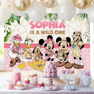 Mouse Safari Pink Backdrop, Mouse Safari Pink Banner, Mouse Safari Pink Printable Backdrop, DIGITAL FILE ONLY 0023