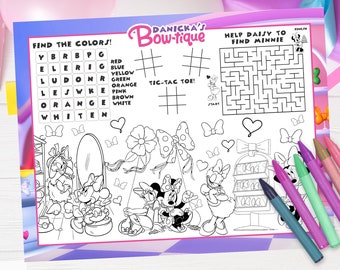 Minnie Mouse Bowtique Activity Placemat, Minnie Mouse Bowtique Placemat, Minnie Mouse Bowtique Coloring Sheet, DIGITAL FILE ONLY 0028