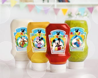 Mouse Clubhouse Condiments Label, Mouse Clubhouse Printable Condiments Label, Mouse clubhouse, INSTANT DOWNLOAD - 0006