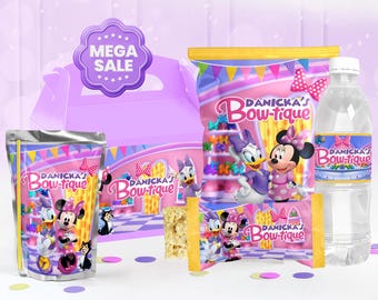 Recuerdos imprimibles para fiesta de cumpleaños de Minnie Bowtique, kit de fiesta (archivo digital) 0028