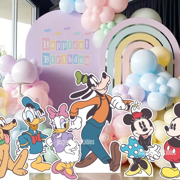 Découpe de Mickey Mouse et ses amis, accessoire de stand-up de fête d'anniversaire de Disneyland, baby shower de Mickey, décoration de fête de Minnie, fichier numérique uniquement 0015