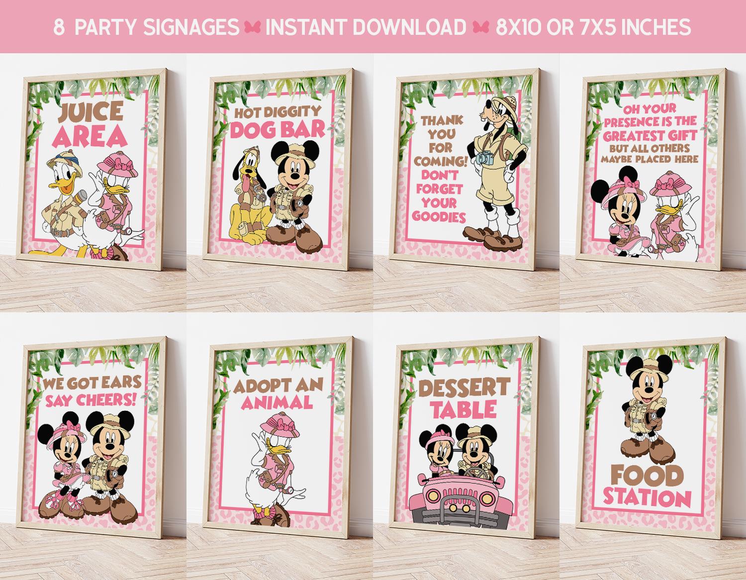 Mouse Safari Pink Signage, Mouse Safari Pink Party Signs, Mouse Safari Pink Party Signage, Instant Download 0023