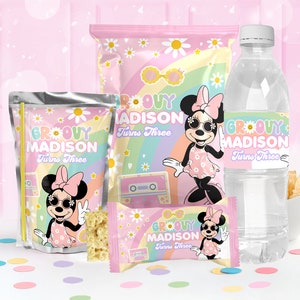 Mouse Groovy Party Favors Template, Mouse Groovy Chip Bag label, Mouse Groovy Pink Bottle Wrapper, 0042