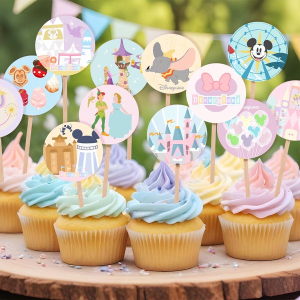 Happiest Birthday cupcake topper, Magical Party cupcake topper, Theme Park cupcake topper, Minnie cupcake topper, 0015 0044