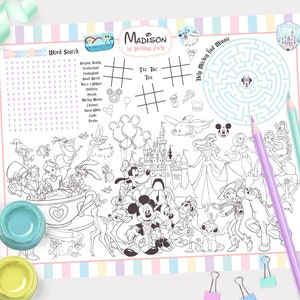 Magical Birthday Acitivity Placemat, Mouse Activity Placemat, Mouse Pastel Placemat,  Mouse Coloring Sheet, DIGITAL FILE ONLY 0015