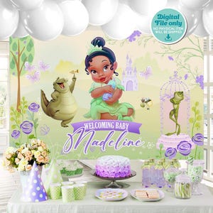 Baby Tiana Backdrop, Princess Tiana Banner, Princess Tiana Printable Backdrop, DIGITAL FILE ONLY 0041