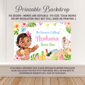 Baby Moana Party Banner, nur bedruckbarer Hintergrund, 0012 Bild 2