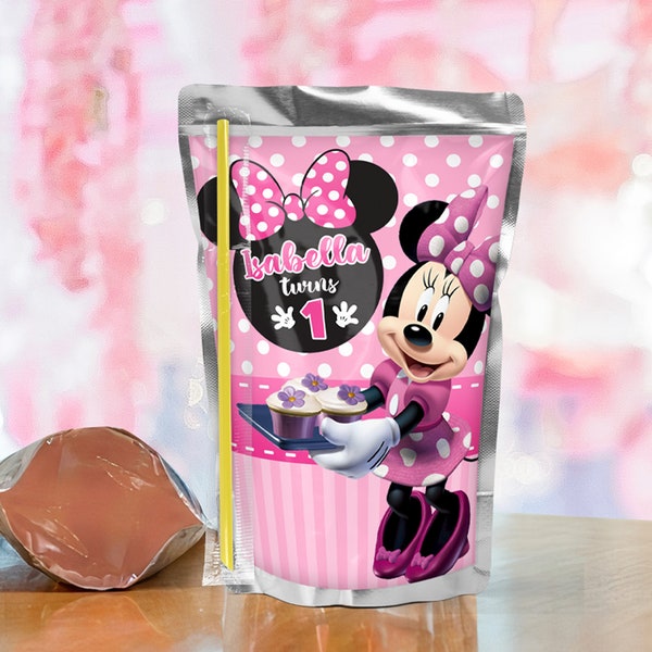 Minnie Mouse Pink Capri Sun Label, Minnie Mouse Pink Kool Aid, Minnie Mouse Juice Pouch Label Printable, DIGITAL FILE ONLY 0038