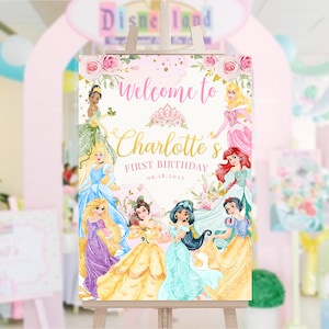 Princess Welcome Sign, Princess Welcome Board, Princess Welcome Banner, DIGITAL FILE ONLY 0024