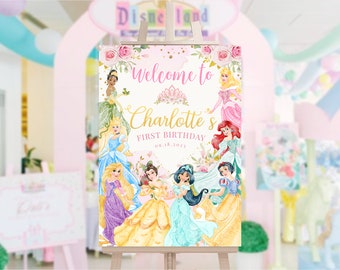 Princess Welcome Sign, Princess Welcome Board, Princess Welcome Banner, DIGITAL FILE ONLY 0024