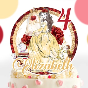 Belle Cake Topper, Belle Centerpiece, Belle Printable Topper, Beauty and the beast cake topper, DIGITAL FILE ONLY 0014