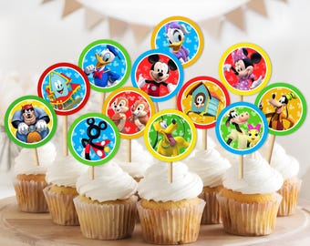 Mickey Funhouse Cupcake Toppers, 12 Unique Designs, Digital File, 0029