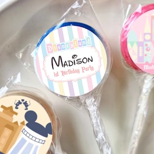 Happiest Birthday lollipop label, Magical Party lollipop label, Theme Park lollipop label, Minnie lollipop label, 0015