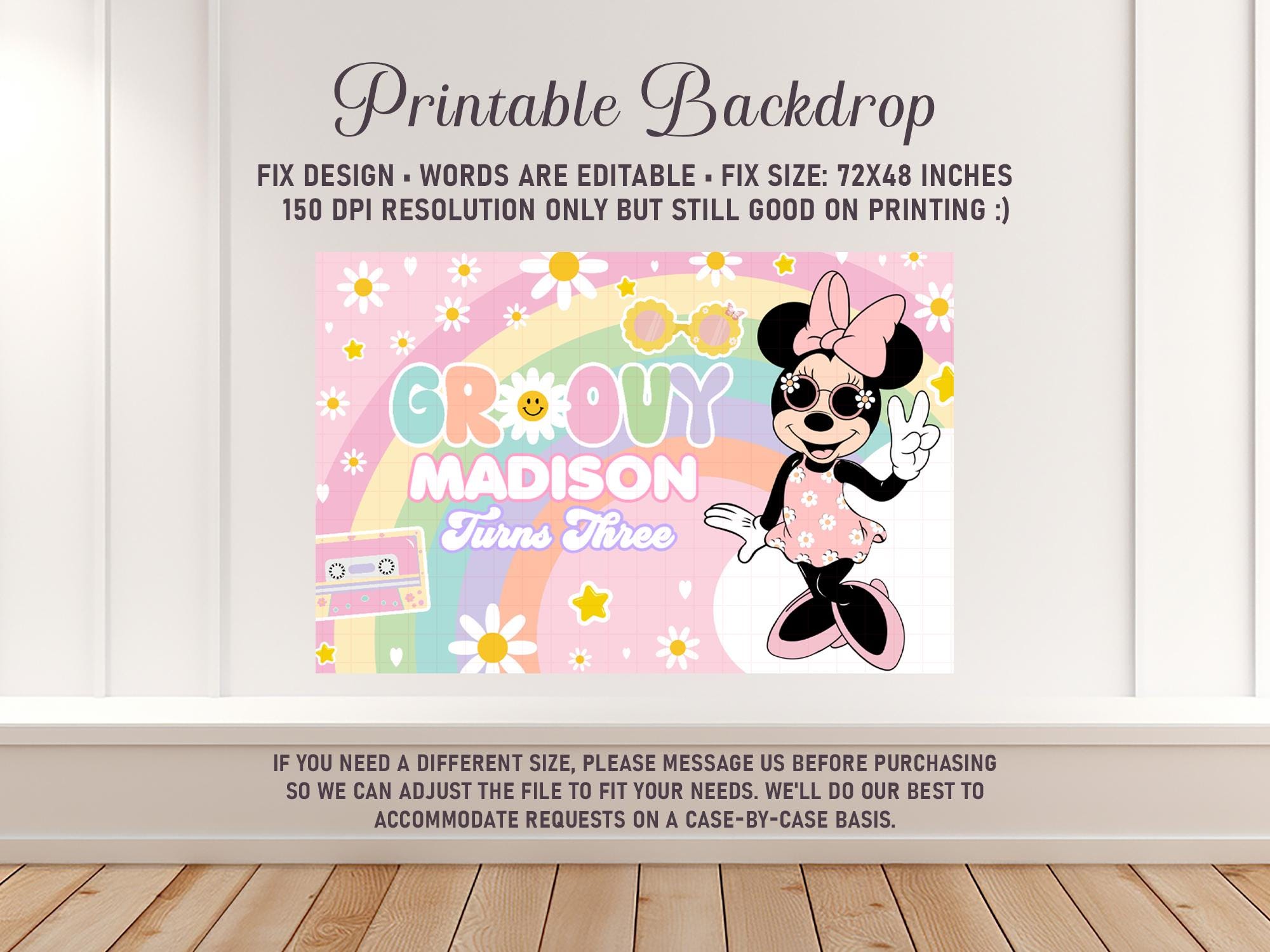 Mini Mouse Two Groovy Mouse Groovy Backdrop, Mouse Groovy Pink Banner, Mouse Groovy Printable ...