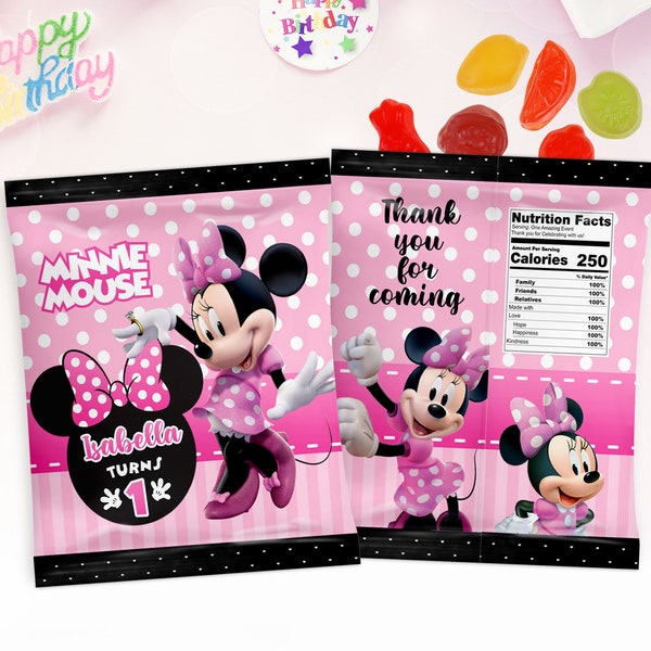 Minnie Mouse Welch Fruit Snack Label, Minnie Mouse Welch Fruit Snack Printable, Minnie Mouse, DIGITAL FILE ONLY 0038