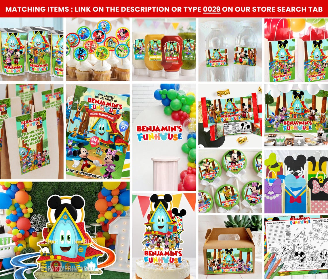 Funhouse Backdrop Mickey Funhouse Birthday Backdrop, Personalized Banner, Digital File ...