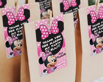 Minnie Mouse Pink thank you tags, Minnie Mouse Pink Giveaway Labels, Minnie Mouse Pink, DIGITAL FILE ONLY 0038