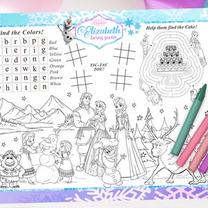 Frozen Activity Placemat, Frozen Placemat, Frozen Coloring Sheet, DIGITAL FILE ONLY 0013