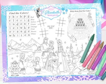 Frozen Activity Placemat, Coloring Page (Digital File) 0013