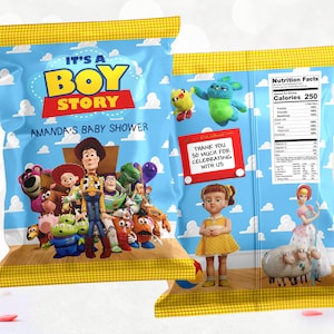 È un sacchetto di patatine della storia di un ragazzo, sacchetto di patatine del baby shower di Toy Story, etichetta del sacchetto di patatine di Toy Story, patatine di Toy Story, SOLO FILE DIGITALE 0040